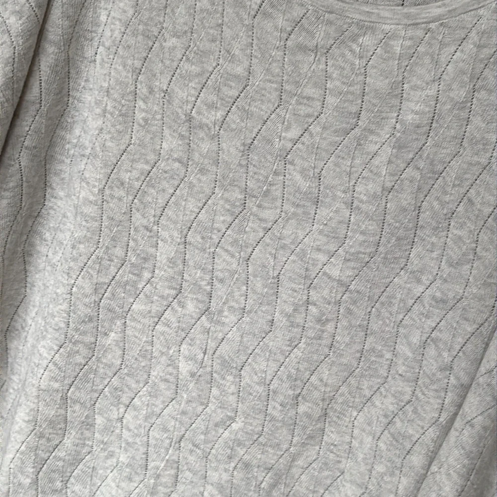 Smartwool Zig Zag Knit Sweater Dolman Sleeves Light Gray Pullover Pointelle